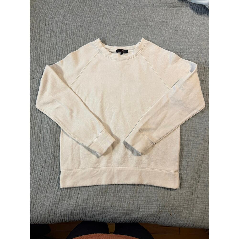 Quince Off White Sweater Super Soft Fleece Crew Size Women’s S